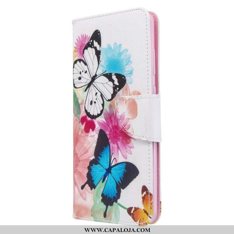 Capa Flip Para Samsung Galaxy S20 Plus / S20 Plus 5G Borboletas E Flores Pintadas