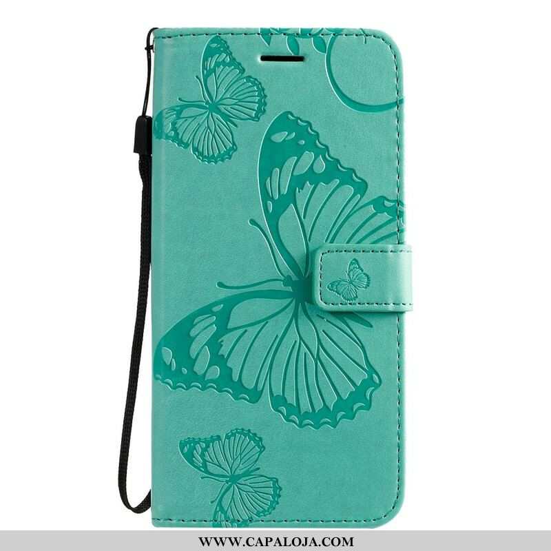 Capa Flip Para Samsung Galaxy S20 Plus / S20 Plus 5G De Cordão Borboletas Gigantes