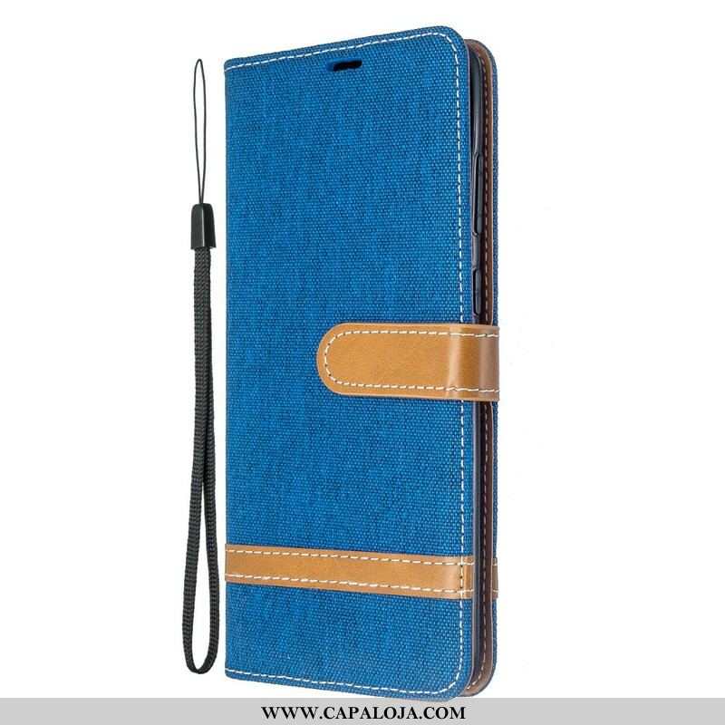 Capa Flip Para Samsung Galaxy S20 Plus / S20 Plus 5G De Cordão Correia Efeito Tecido E Couro