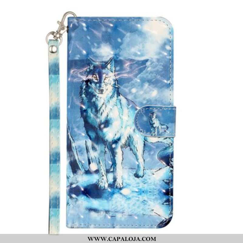 Capa Flip Para Samsung Galaxy S21 5G De Cordão Holofotes Wolf Light Com Alça