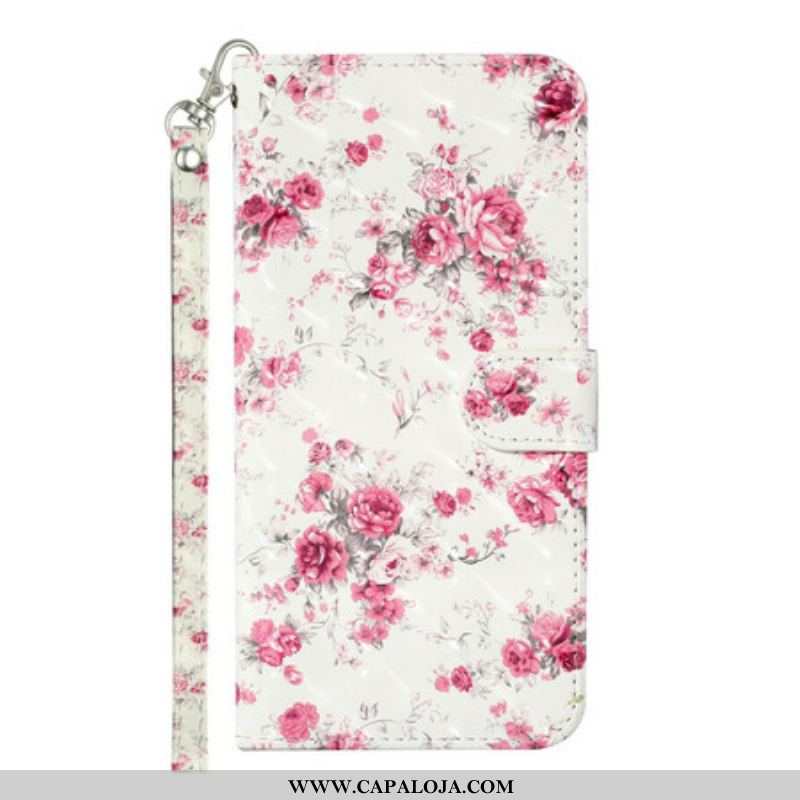 Capa Flip Para Samsung Galaxy S21 5G De Cordão Strap Light Spot Flowers