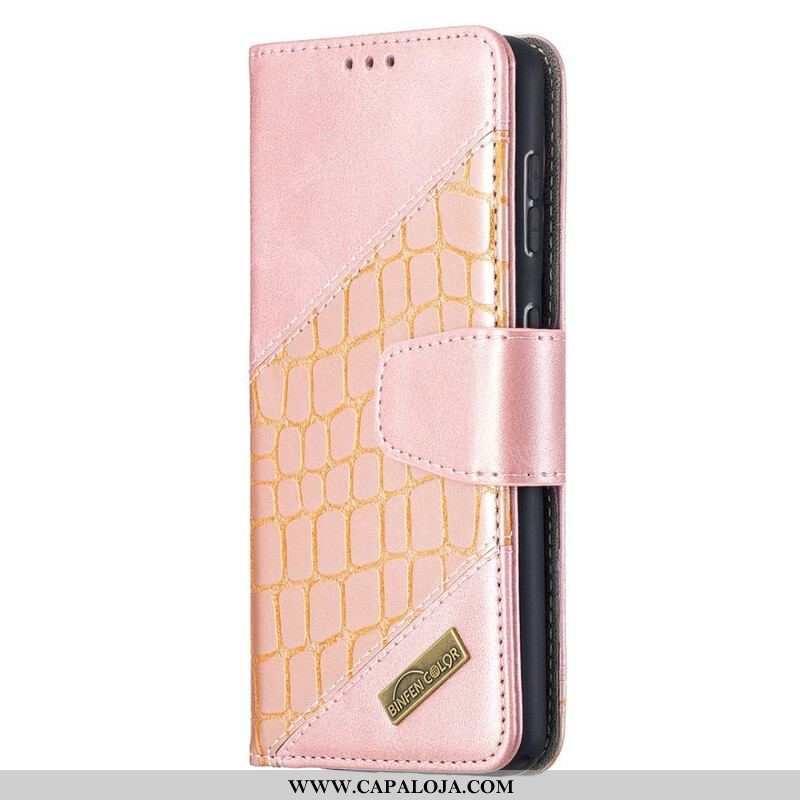 Capa Flip Para Samsung Galaxy S21 5G Efeito Clássico De Pele De Crocodilo