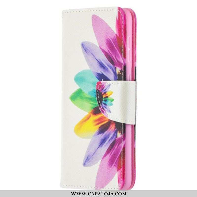 Capa Flip Para Samsung Galaxy S21 5G Flor Aquarela