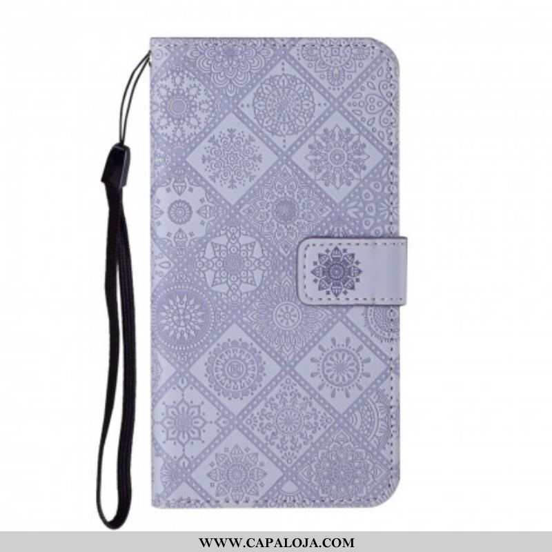 Capa Flip Para Samsung Galaxy S21 5G Padrão De Tapeçaria