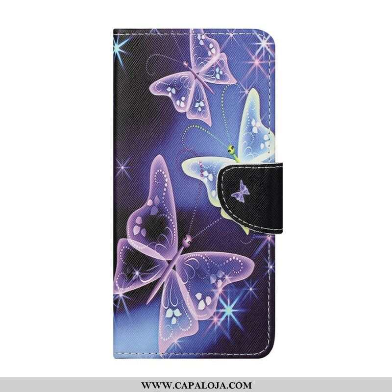 Capa Flip Para Samsung Galaxy S21 FE Borboletas