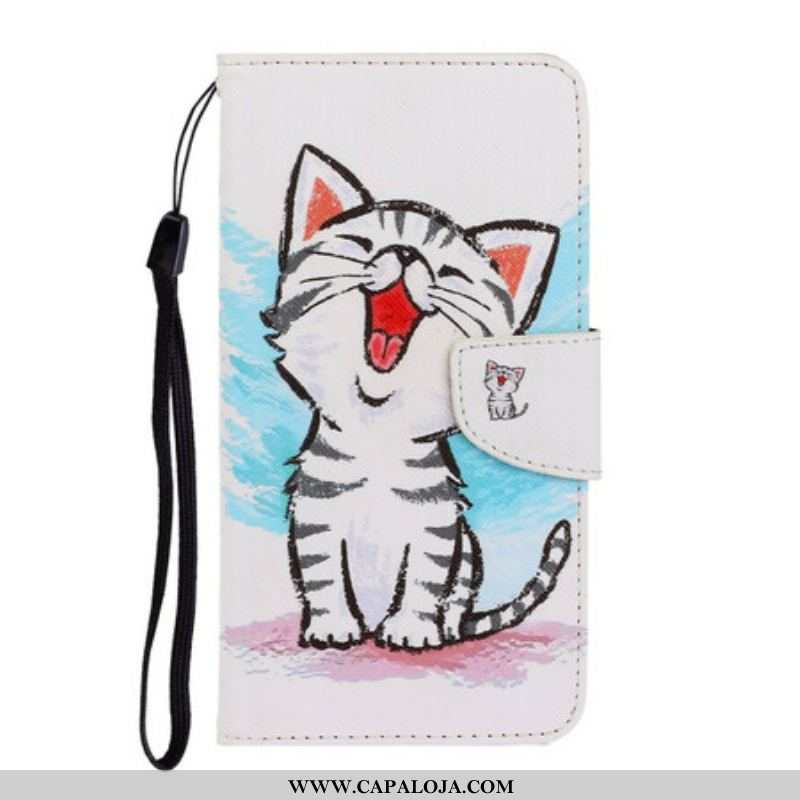 Capa Flip Para Samsung Galaxy S21 FE De Cordão Gatinho Cor Strappy