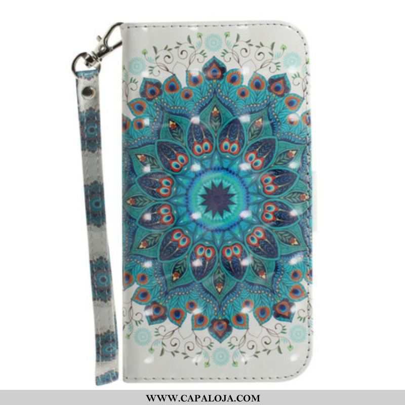 Capa Flip Para Samsung Galaxy S21 FE De Cordão Mandala Magistral Com Alça