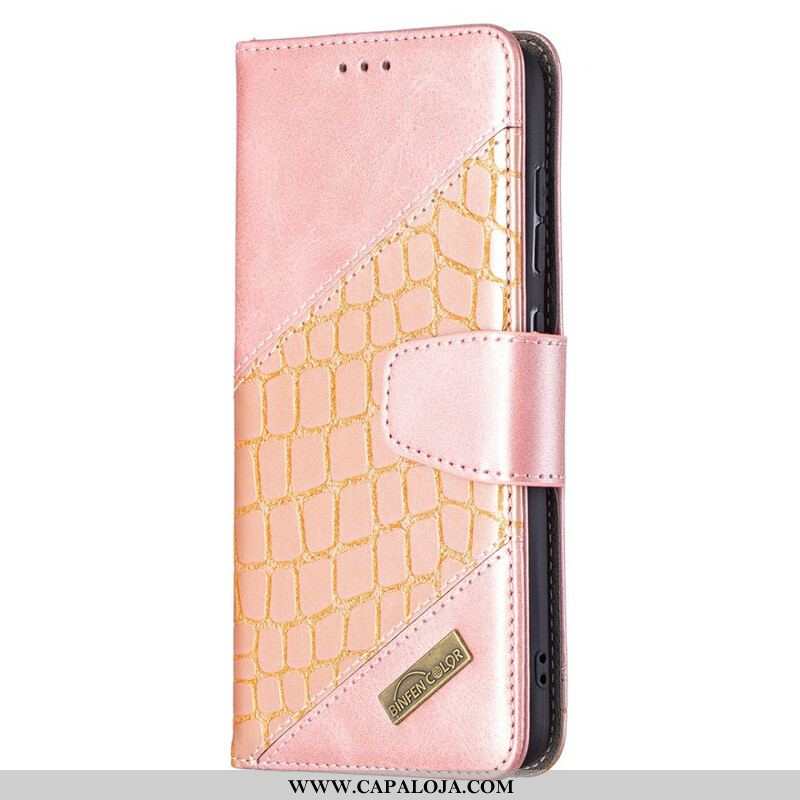 Capa Flip Para Samsung Galaxy S21 FE Efeito Clássico De Pele De Crocodilo