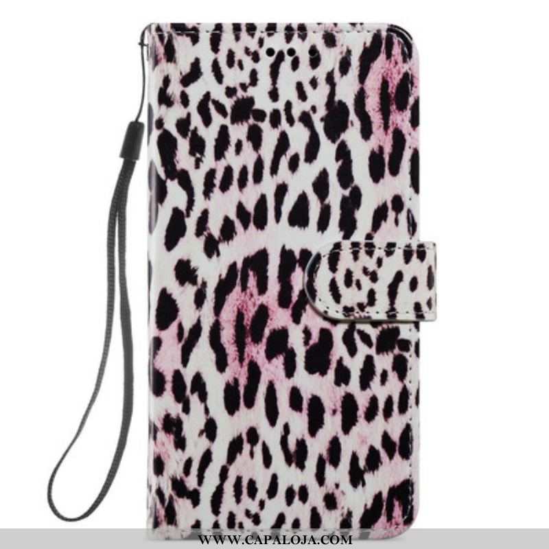 Capa Flip Para Samsung Galaxy S21 FE Estampa De Leopardo