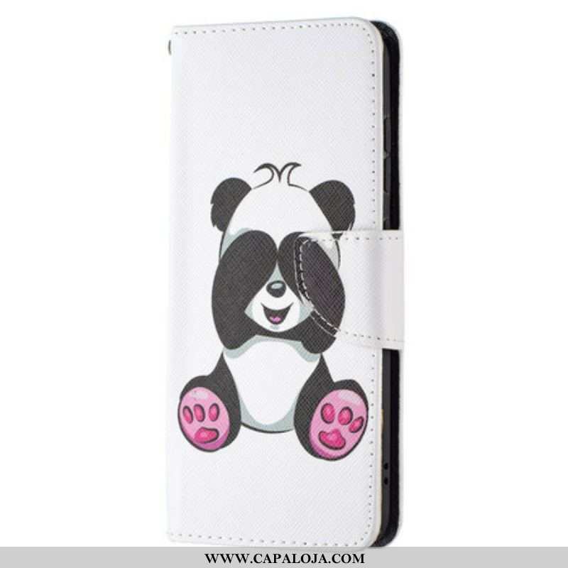 Capa Flip Para Samsung Galaxy S21 FE Panda Divertido