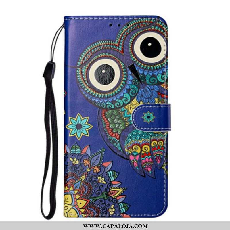 Capa Flip Para Samsung Galaxy S21 Plus 5G Coruja Em Mandala