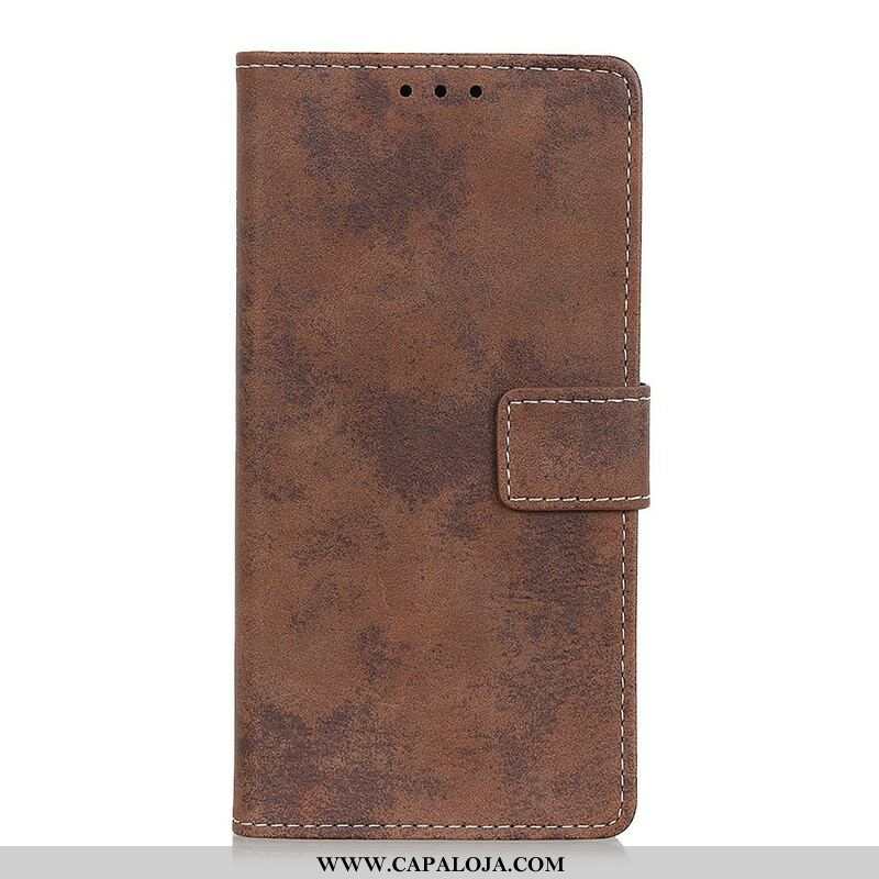 Capa Flip Para Samsung Galaxy S21 Plus 5G Couro Falso Vintage