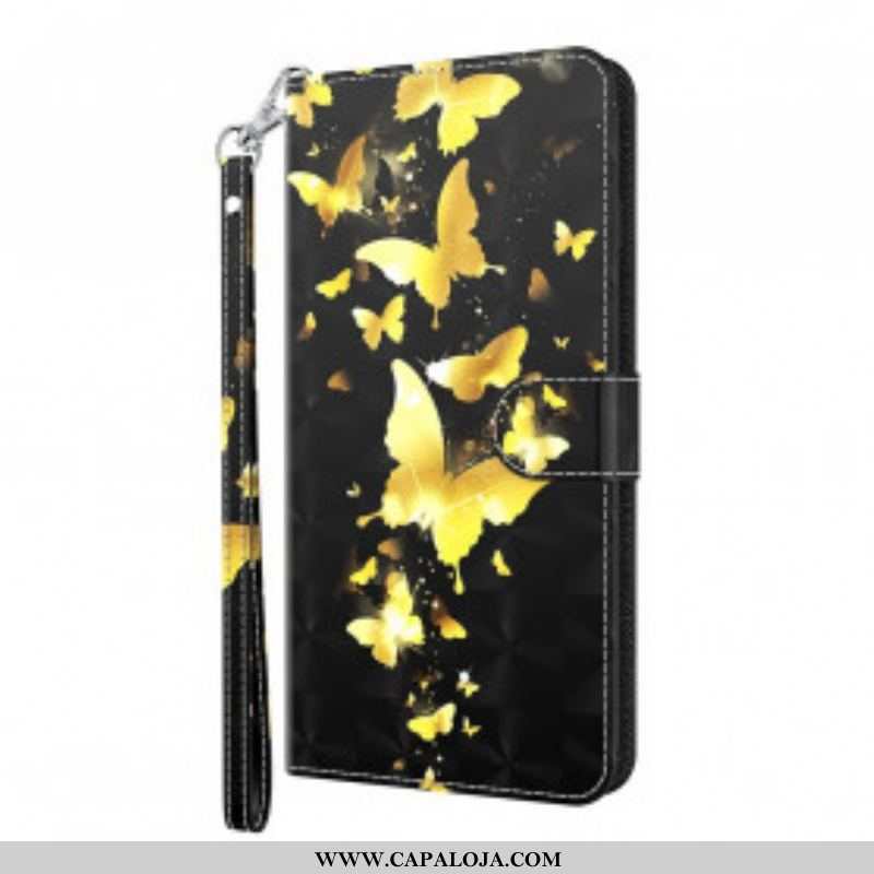 Capa Flip Para Samsung Galaxy S21 Ultra 5G Borboletas Amarelas