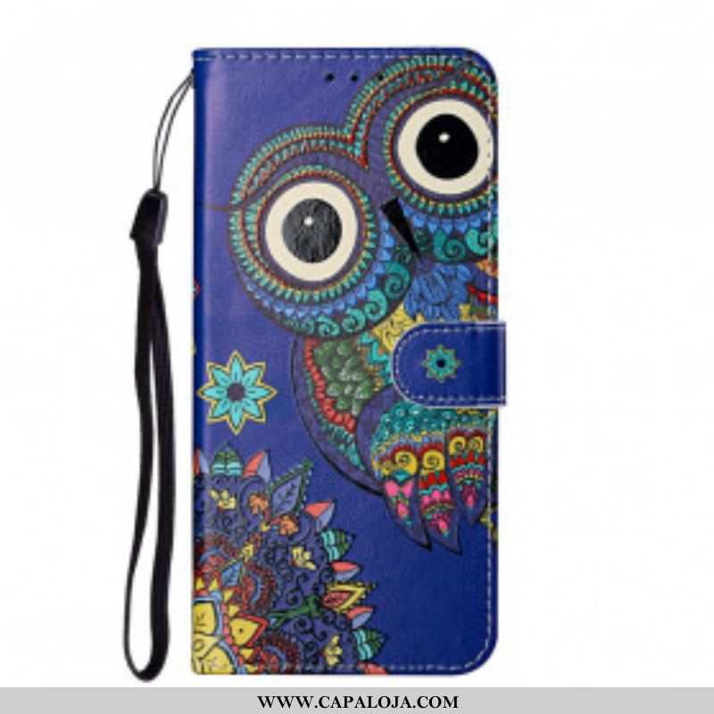 Capa Flip Para Samsung Galaxy S21 Ultra 5G Coruja Em Mandala