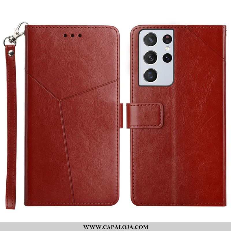 Capa Flip Para Samsung Galaxy S21 Ultra 5G Estilo Couro Geo Y Design