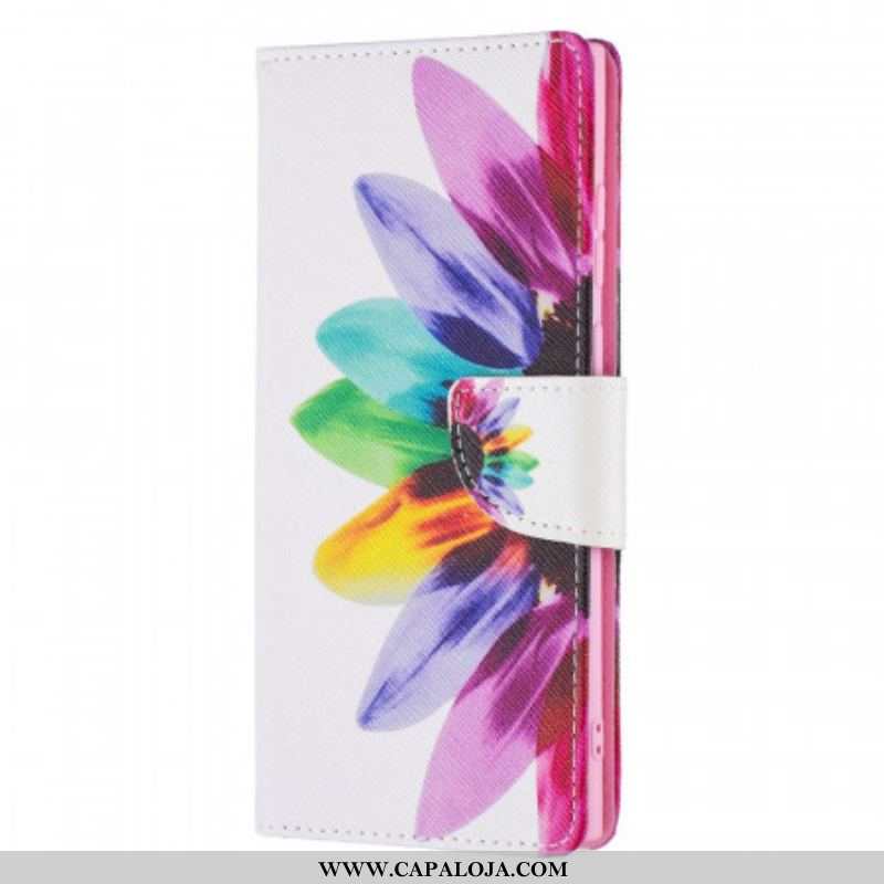 Capa Flip Para Samsung Galaxy S21 Ultra 5G Flor Aquarela