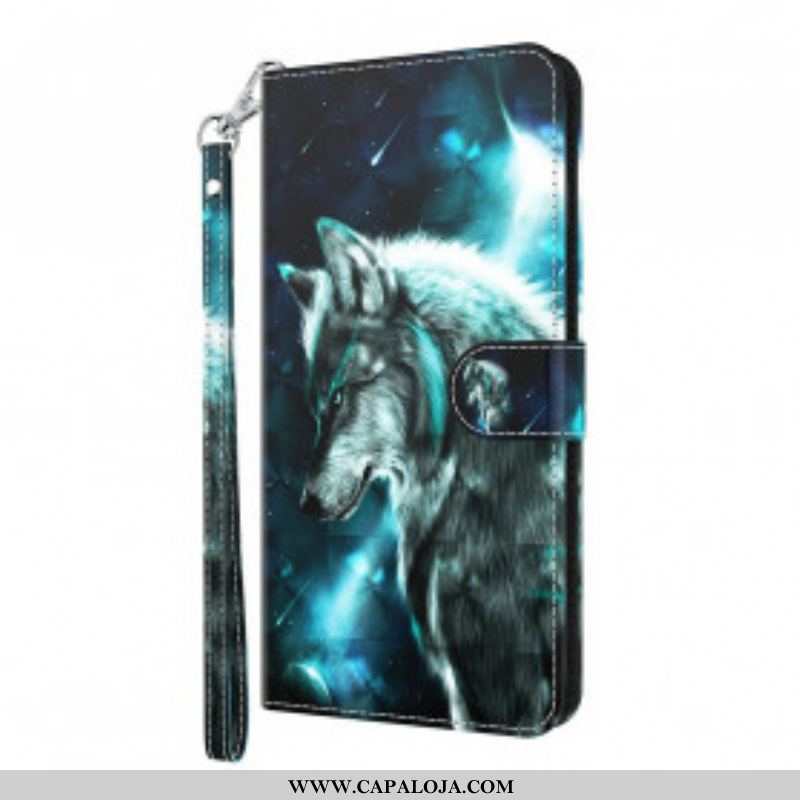 Capa Flip Para Samsung Galaxy S21 Ultra 5G Lobo Majestoso