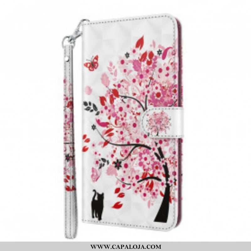 Capa Flip Para Samsung Galaxy S21 Ultra 5G Árvore Rosa