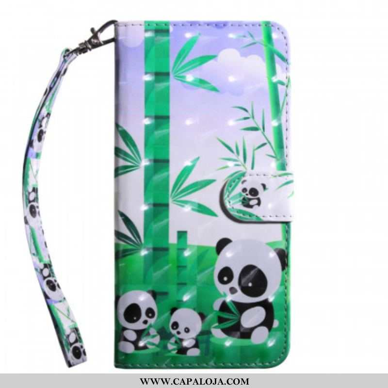 Capa Flip Para Samsung Galaxy S22 5G Família Panda