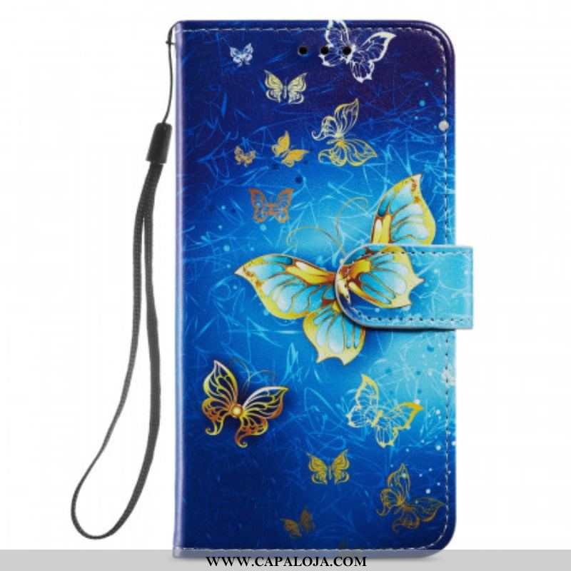 Capa Flip Para Samsung Galaxy S22 5G Vôo De Borboletas