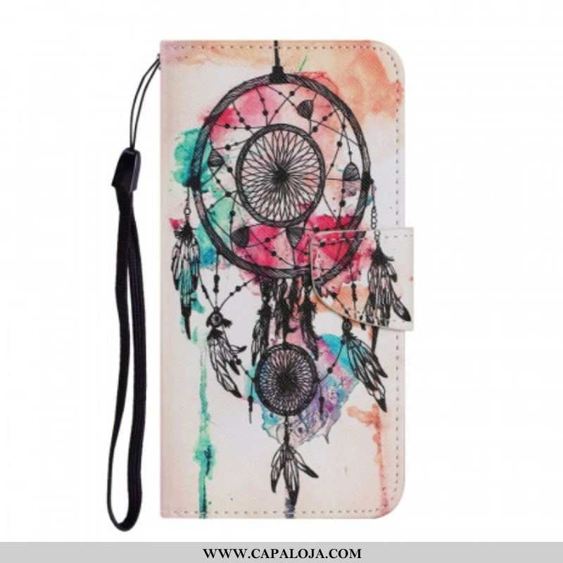 Capa Flip Para Samsung Galaxy S22 Plus 5G Aquarela Apanhador De Sonhos