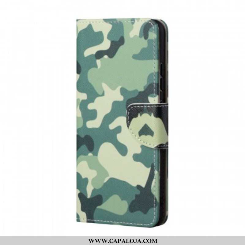 Capa Flip Para Samsung Galaxy S22 Plus 5G Camuflagem Militar