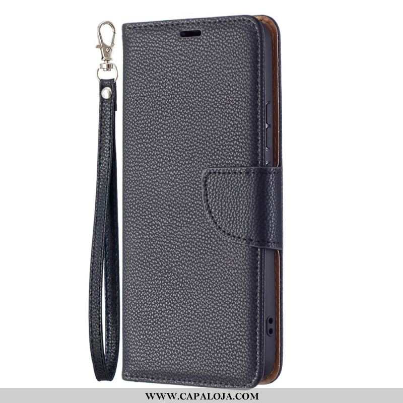 Capa Flip Para Samsung Galaxy S22 Plus 5G De Couro Lichia Rabat Oblíqua