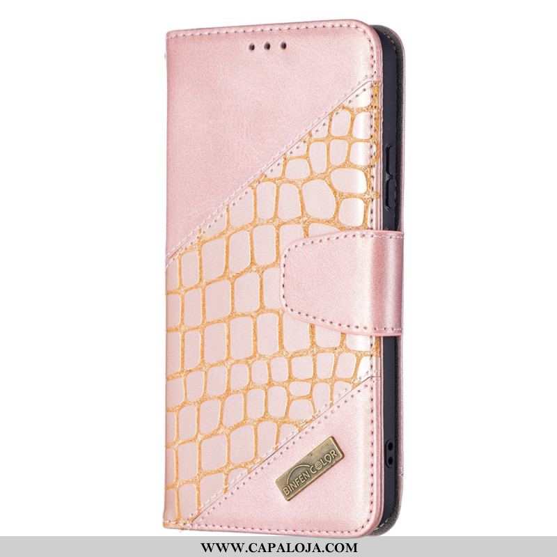 Capa Flip Para Samsung Galaxy S22 Plus 5G Efeito Clássico De Pele De Crocodilo