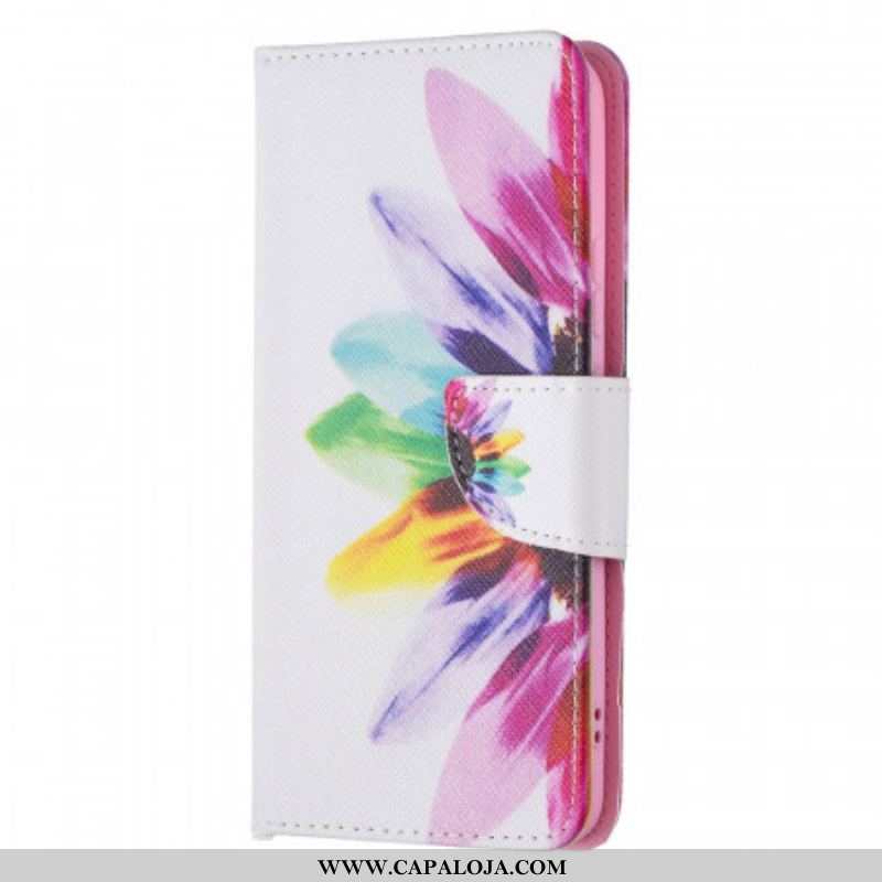 Capa Flip Para Samsung Galaxy S22 Plus 5G Flor Aquarela