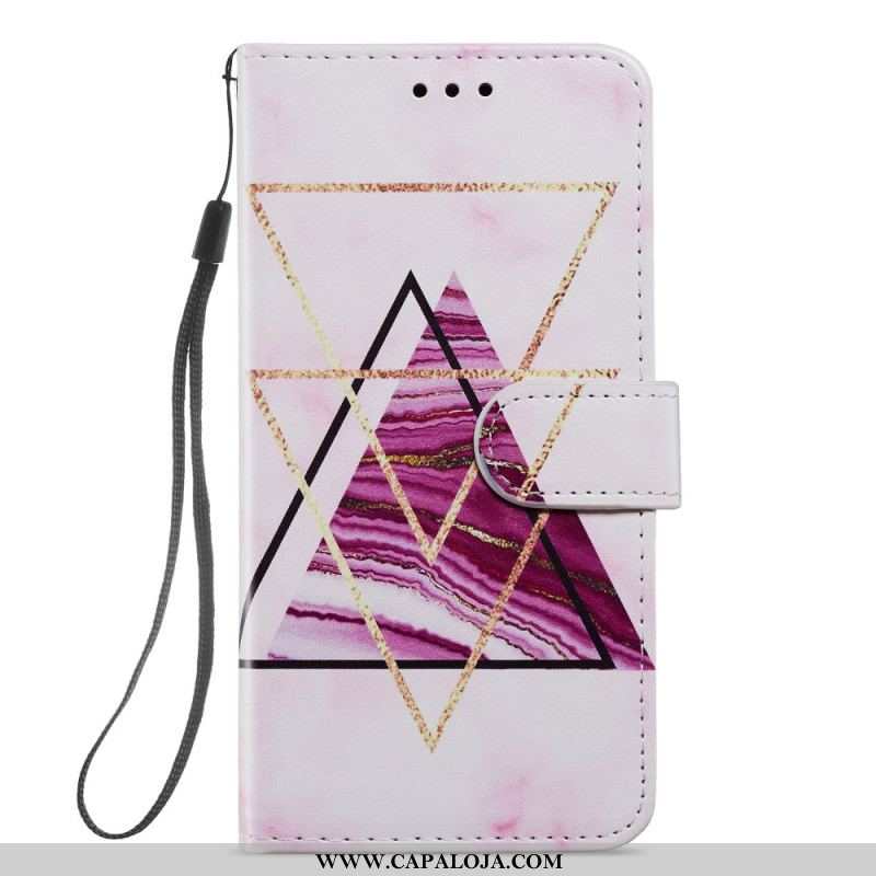 Capa Flip Para Samsung Galaxy S22 Plus 5G Mármore Intenso