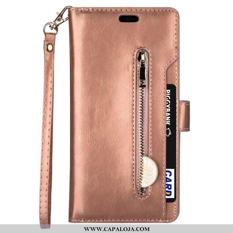 Capa Flip Para Samsung Galaxy S22 Plus 5G Porta-moedas E Cordão