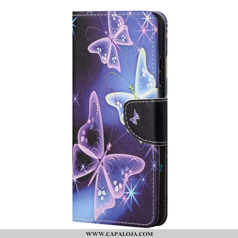 Capa Flip Para Samsung Galaxy S22 Ultra 5G Borboletas Soberanas