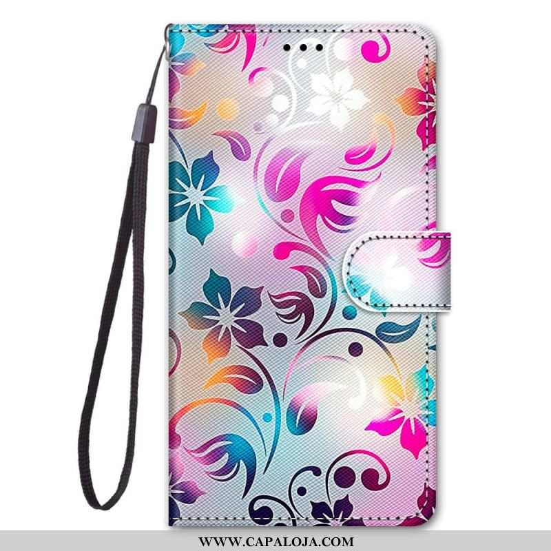 Capa Flip Para Samsung Galaxy S22 Ultra 5G Folhagem Em Cores