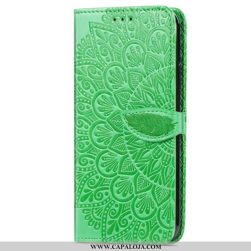 Capa Flip Para Samsung Galaxy S22 Ultra 5G Folhas Tribais