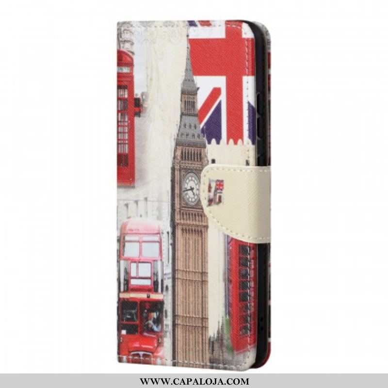 Capa Flip Para Samsung Galaxy S22 Ultra 5G Vida Em Londres