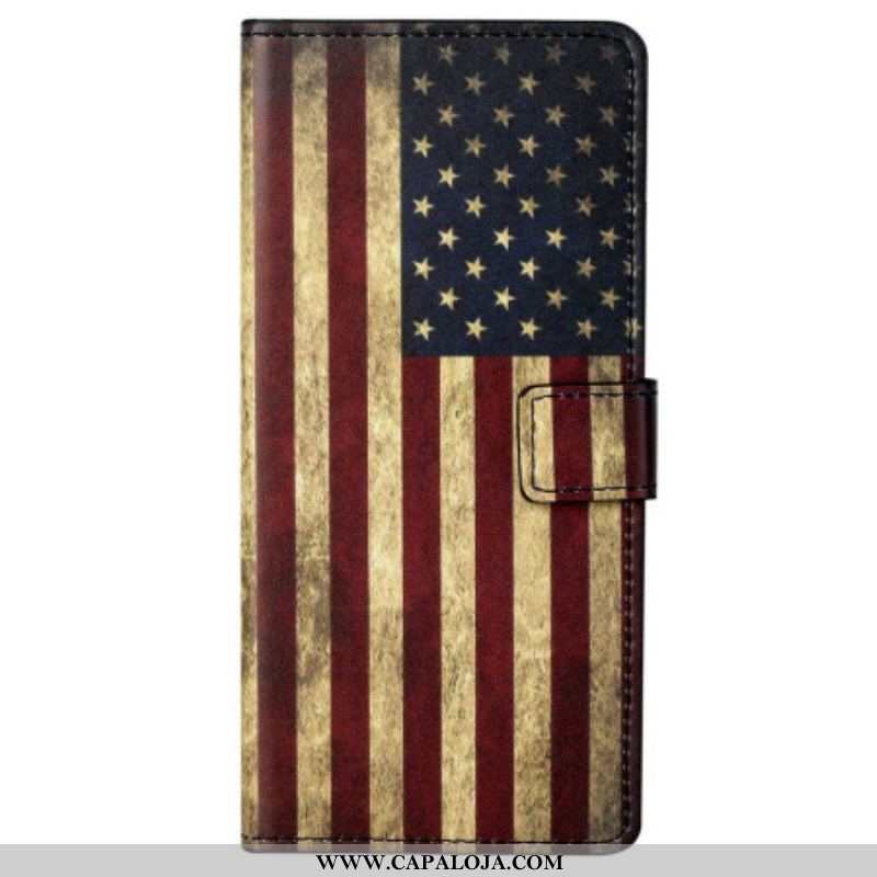 Capa Flip Para Samsung Galaxy S23 5G Bandeira Americana Vintage