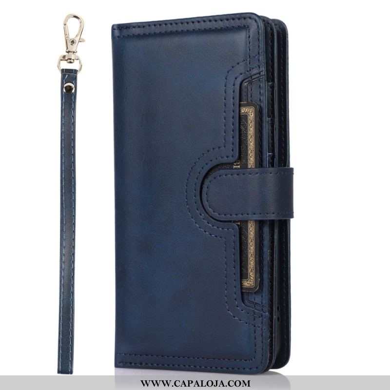 Capa Flip Para Samsung Galaxy S23 5G Cartões Múltiplos E Bolso Frontal