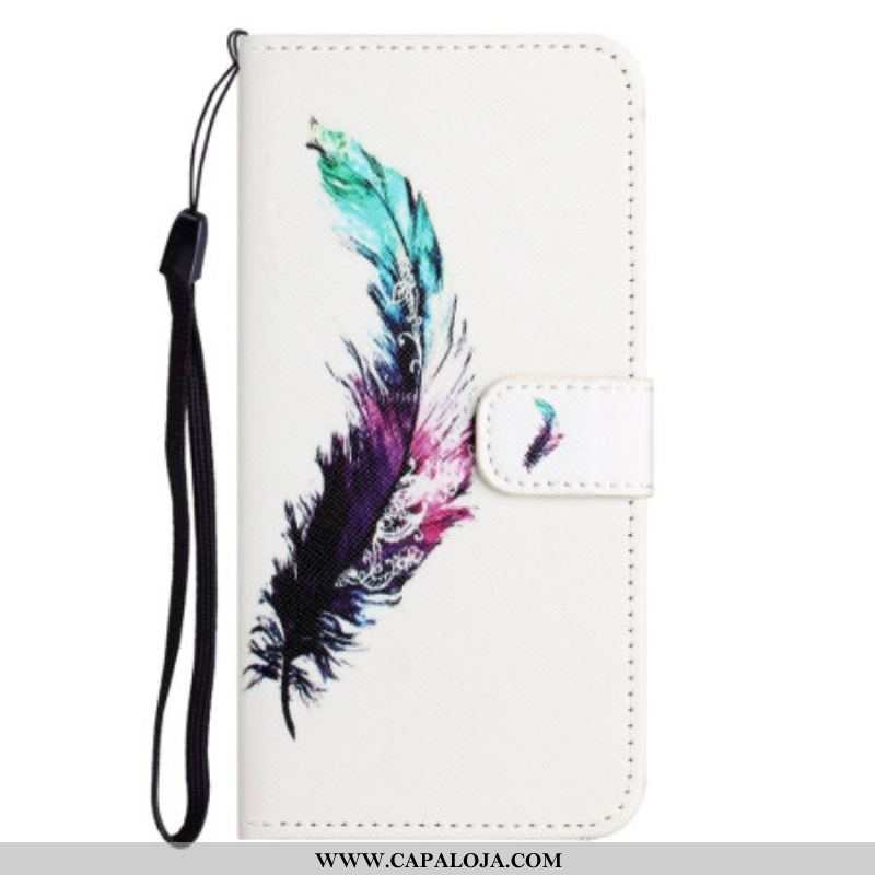 Capa Flip Para Samsung Galaxy S23 5G De Cordão Pena Com Cordão