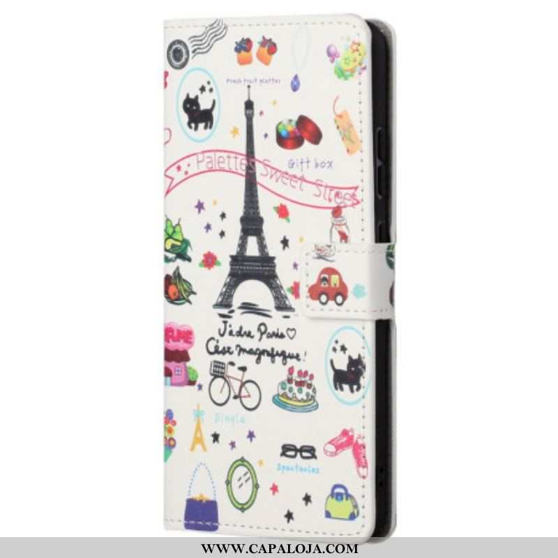 Capa Flip Para Samsung Galaxy S23 5G Eu Amo Paris