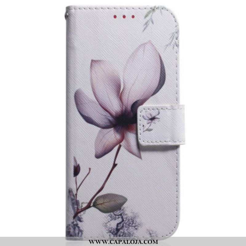 Capa Flip Para Samsung Galaxy S23 5G Flor Rosa