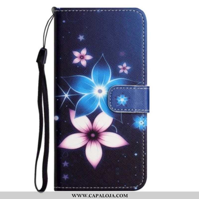 Capa Flip Para Samsung Galaxy S23 5G Flores Lunares