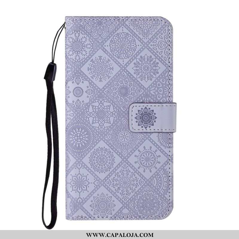 Capa Flip Para Samsung Galaxy S23 5G Padrão De Tapeçaria