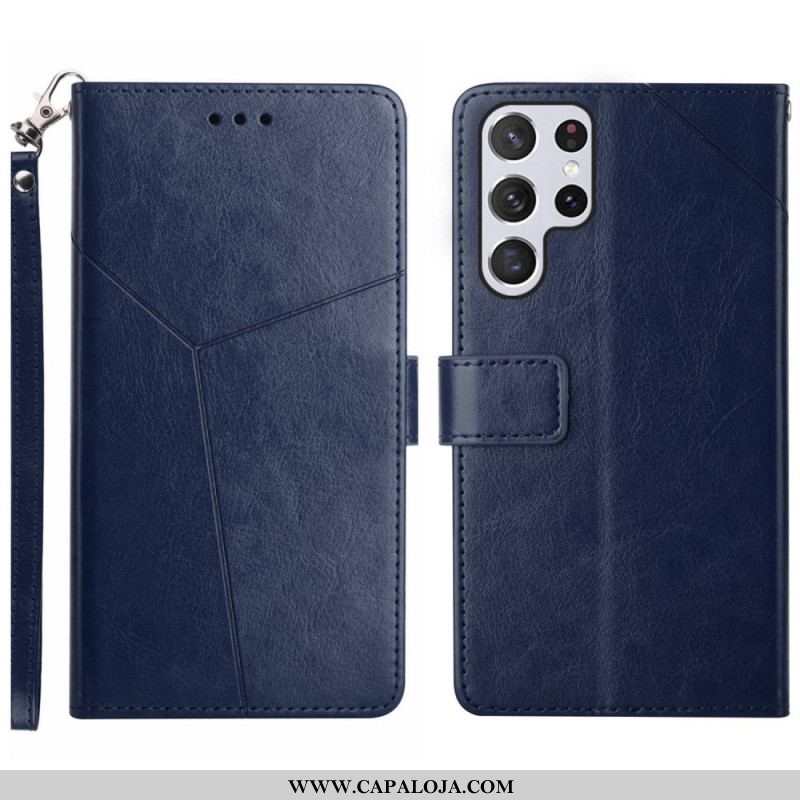 Capa Flip Para Samsung Galaxy S23 Ultra 5G De Cordão Design Y Strappy