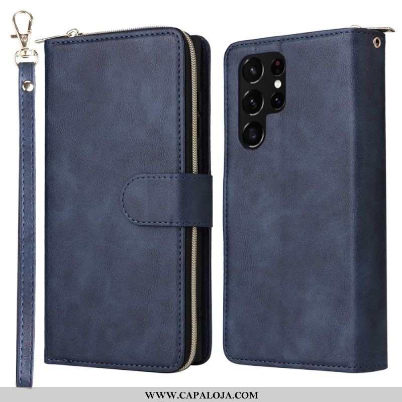 Capa Flip Para Samsung Galaxy S23 Ultra 5G Porta-moedas 9 Porta-cartões