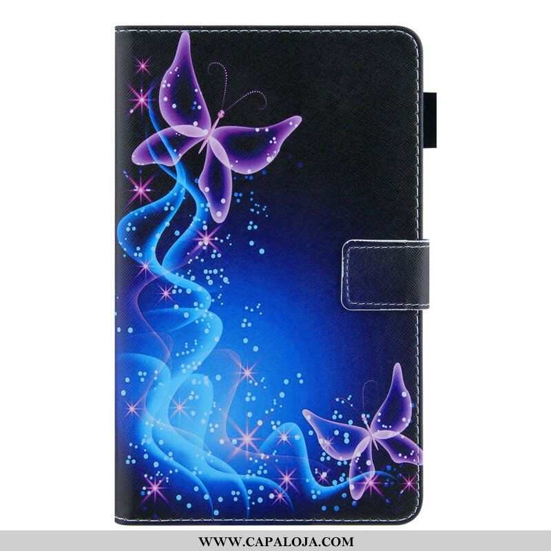 Capa Flip Para Samsung Galaxy Tab A7 Lite Borboletas Coloridas