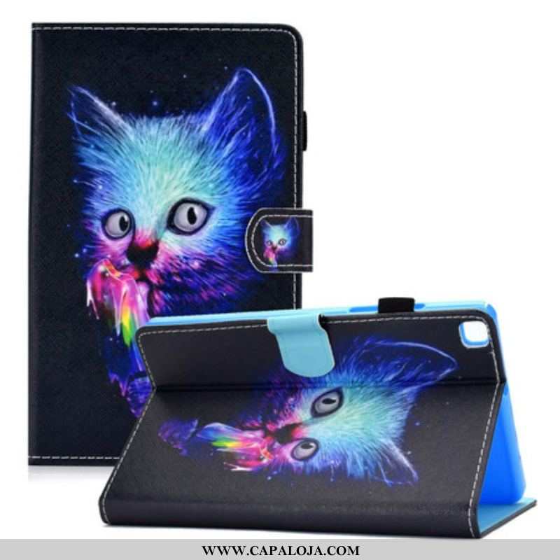 Capa Flip Para Samsung Galaxy Tab A7 Lite Gato Psicótico