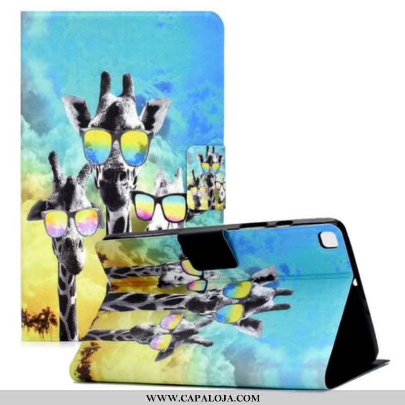 Capa Flip Para Samsung Galaxy Tab A7 Lite Girafas Divertidas