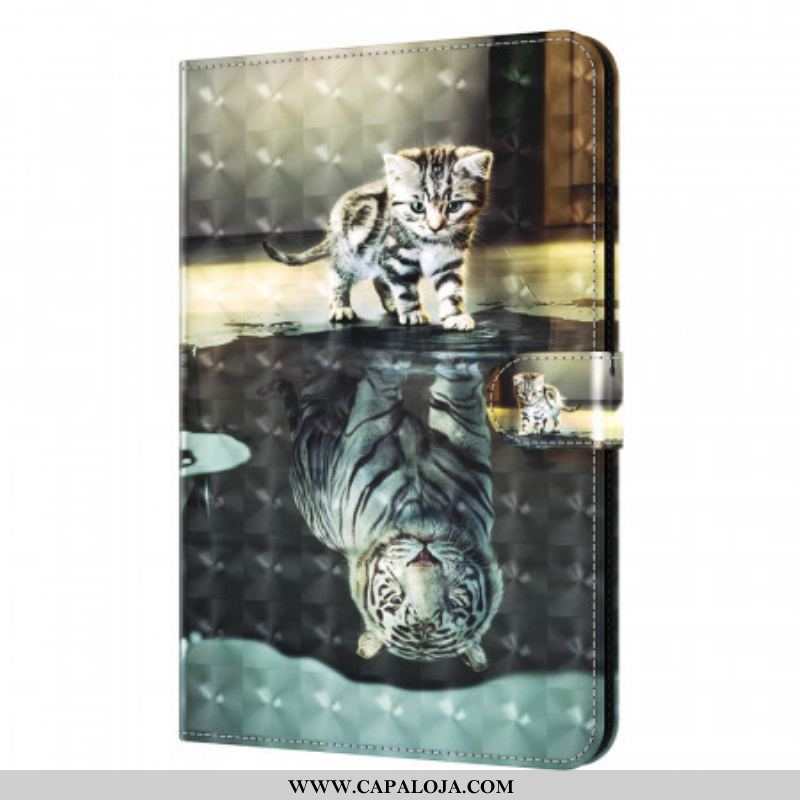 Capa Flip Para Samsung Galaxy Tab A8 (2021) Ponto De Luz Sonho De Gato