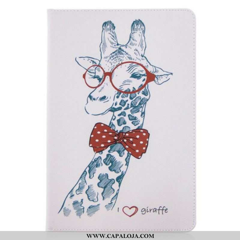 Capa Flip Para Samsung Galaxy Tab S8 / Tab S7 Estampa De Girafa