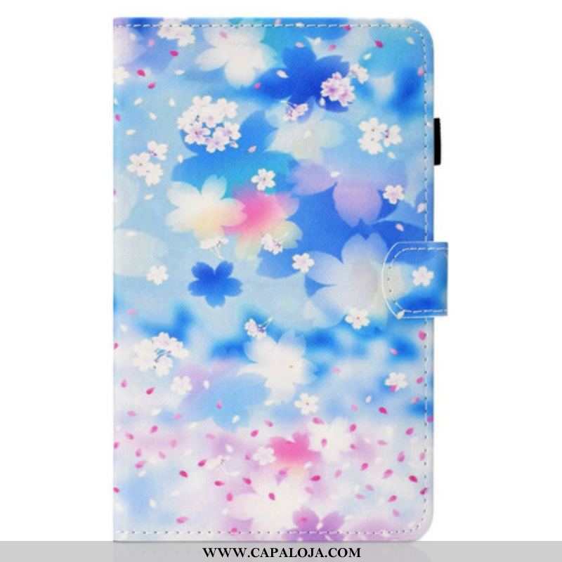 Capa Flip Para Samsung Galaxy Tab S8 / Tab S7 Flores Em Aquarela